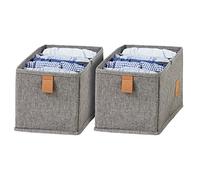LOVE IT STORE IT - Premium - Set di 2 Organizer Biancheria Intima in Lino - Contenitori per Cassetti 6 Comparti - Pieghevoli e Rinforzati - Grigio - 30x15x15cm