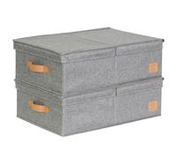 LOVE IT STORE IT Premium Set di 2 Scatola per Armadio con Coperchio M - In Tessuto Lino - Set di 2 Pezzi Contenitore Medi - Robusti - Grigio - 50x33x16 cm Ciascuna
