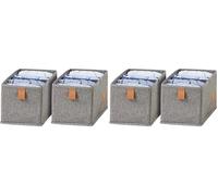 LOVE IT STORE IT - Premium - Set di 4 Organizer Biancheria Intima in Lino - Contenitori per Cassetti 6 Comparti - Pieghevoli e Rinforzati - Grigio - 30x15x15cm