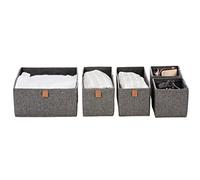 LOVE IT STORE IT Premium Set di 5 Organizer per Cassetti in Tessuto Lino - Scatole Pieghevoli e Rinforzati per Armadi - Grigio Screziato
