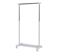 LOVE IT STORE IT Stand Appendiabiti con Ruote - Regolabile in Altezza - In Metallo Cromato e Bianco, 84x44x 110-165 cm