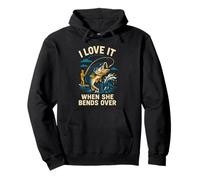 Love It When She Bends Over Funny Uomo Big Mouth Bass Fishi Felpa con Cappuccio