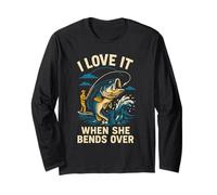 Love It When She Bends Over Funny Uomo Big Mouth Bass Fishi Maglia a Manica