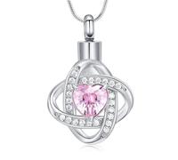 Love Knot Birthstone Urna Collane per donne ragazze cremazione gioielli urna ciondolo per cenere umana Memorial Keepsake gioielli, Acciaio inossidabile, Nessuna pietra preziosa
