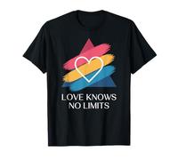 Love Knows No Limits, divertente triangolo colorato Pan Heart Design Maglietta