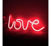 LOVE LED Decorazione Luminosa Neon Decorazione Parete Matrimonio Luce Soggiorno Notturna Camera Letto Casa Bar Hotel Flessibile Facile Trasportare Alimentatore USB Riutilizzabile Lungo Termine (Rosso)