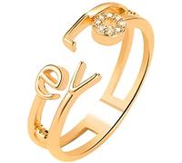 Love Letters Finger Knuckle ring Open Adjustable ring Zircon Initial Rings Wedding Accessory for Bridal Women,Gold Nice processing