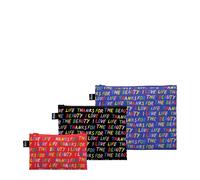 Love Life Blue, Black, Red Zip Pockets, Multicolour, L, Cosmetic Case, Multicolo