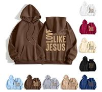 Love Like Jesus Felpe con cappuccio da donna taglie forti felpe cristiane pullover alla moda casual sciolto manica lunga top camicie con tasca, cachi, M