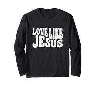 Love Like Jesus - Font Christian Groovy in Stile retrò con Design Faith Maglia a Manica