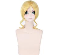 Love Live! Anime Eli Ayase Women Cosplay Wigs 45cm Short Curly Heat Resistant Synthetic Hair Wig with Claw Clip Ponytail Golden