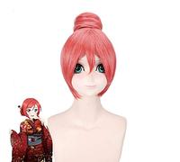 Love Live Maki Nishikino Parrucca corta dritta anime Cosplay Resistente al calore Anguria Sintetica Parrucche da donna rosse con ciambella