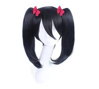 Love live ! Yazawa Niko black anime cosplay wig chip ponytails synthetic hair Heat resistance fibre + Wig cap