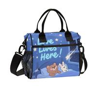 Love Lives Here Animal Bear Rabbit Lunch Bag per il lavoro con tracolla robusta Womens Lunch Tote per College bolsos de almuerzo para Mujeres