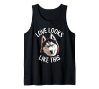 Love Looks Like This Siberian Husky Amante dei Cani Uomini Donne Bambini Canotta
