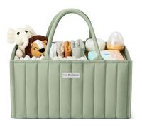 Love & Lullabies Organizer per pannolini, elegante cestino trapuntato, essenziale per neonati, cestino per baby shower, organizer per future mamme (verde salvia)