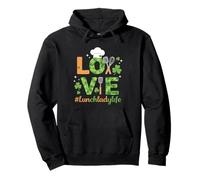 Love Lunch Lady Life Trifoglio Chef Shamrock Design Felpa con Cappuccio