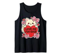 Love Me Fur Ever Cute Kawaii, Gioco di Parole a Forma di Gatto, con Grafica a Forma di Cuore per San Valentino Canotta