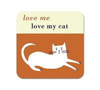 Love Me Love My Cat sottobicchiere - eucalipto sostenibile. Made in England