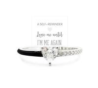 Love Me Until I'M Me Again - Anello smaltato nero a forma di cuore nero, regalo di compleanno per donne, figlie, mogli, amiche, 6-9, Rame, irregolare