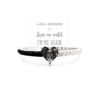 Love Me Until I'M Me Again - Anello smaltato nero a forma di cuore nero, regalo di compleanno per donne, figlie, mogli, amiche, Rame, Zircone