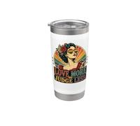 Love More Judge Less LGBTQ Pride, design retrò arcobaleno Bicchiere termico in acciaio inox doppia parete