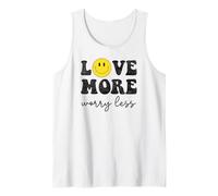 Love More Worry Less Retro Smile Face Happy Face Positivo Canotta