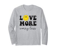 Love More Worry Less Retro Smile Face Happy Face Positivo Maglia a Manica