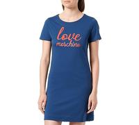 Love Moschino Abito a Maniche Corte Dress, Blu, 50 Donna