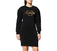 Love Moschino Abito a Maniche Lunghe in Pile di Cotone Lurex Vestito, Nero, 46 Donna