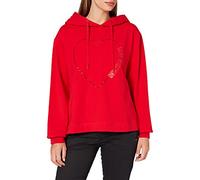 Love Moschino Long Sleeved Sweatshirt with Adjustable Drawstring Hood,Ribbed Cuffs And Stitching Along The Bottom Maglia di Tuta, Colore: Rosso, 46 Donna