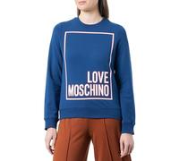 Love Moschino Felpa da Donna a Maniche Lunghe, Slim Fit, con Scollo Rotondo, Blu, Taglia 40, Blu, 46
