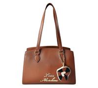 Love Moschino Heart Charm Borsa a spalla Vera Pelle 35 cm marrone