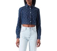 Love Moschino Maglia a Maniche Lunghe Incrociata Maglietta, Blu Jeans Scuro, 46 Donna