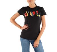 Love Moschino - Maglietta a Maniche Corte da Donna con Stampa a Righe Nero 54