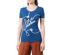 Love Moschino Maglietta a Maniche Corte T-Shirt, Blu, 44 Donna