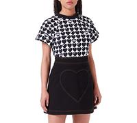 Love Moschino Minisirt with Maxi Stitched Heart Mini Gonna, Nero, 46 Donna