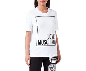 Love Moschino Regular Fit Short-Sleeved T-Shirt, Bianco 35M, 44 Donna