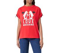 Love Moschino Regular Fit Short-sleevedwith Shoulders Curled with Logo Elastic Drawstring T-Shirt, Red, 48 da Donna