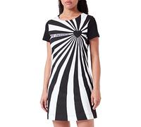 Love Moschino Short-Sleeved A-Line Dress, Bianco Nero, 46 Donna