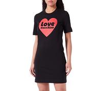 Love Moschino Short-Sleeved T-Shape Regular Fit Dress, Nero, 52 Donna