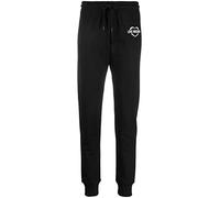 Love Moschino Slim Fit Jogger with Heart Holographic Print Pantaloni Casual, Black, 44 da Donna
