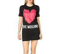 Love Moschino T-Dress-Short Sleeves-Regular Fit Vestito Casual, Nero, 42 Donna