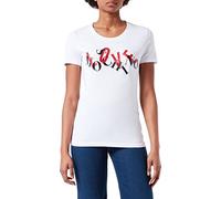 Love Moschino t-Shirt Hanging Brand Print, Bianco, 52 Donna