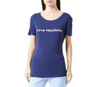 Love Moschino Tight-Fit Short-Sleeved T-Shirt, Blu Scuro, 52 Donna