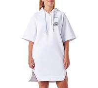 Love Moschino vestibilità Comoda, Maniche Corte con Cappuccio Dress, Bianco, M Donna