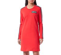 Love Moschino vestibilità Regolare, Lunghe con Nastro a Righe, Spalle e Maniche e Logo Ricamato sul Petto a Sinistra Dress, Colore: Rosso, 46 Donna