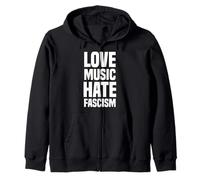 Love Music Hate Fascism Amore Musica Odio Fascismo Felpa con Cappuccio