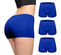 Love My Fashions ® Confezione da 3 boxer da donna in microfibra a vita alta, senza cuciture, elasticizzati, copertura completa, biancheria intima da donna, Blu reale, XL-XXL