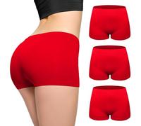 Love My Fashions ® Confezione da 3 boxer da donna in microfibra a vita alta, senza cuciture, elasticizzati, copertura completa, biancheria intima da donna, Rosso, M/L